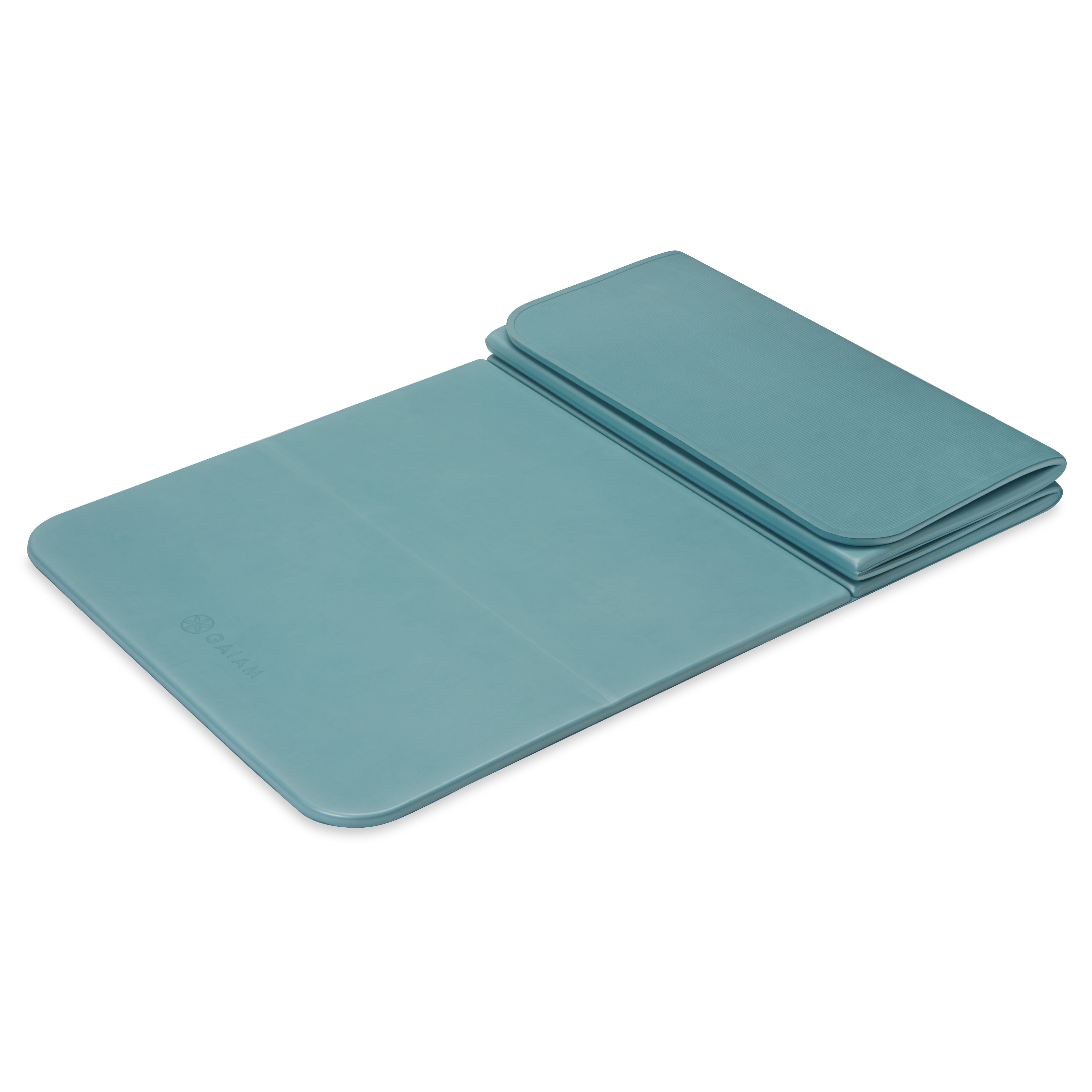 Gaiam Easy-Fold Fitness Mat Seafoam top folded angle